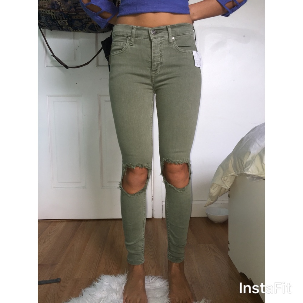 Free People Olive Green Jeans